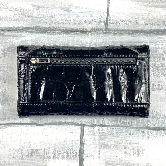 Guess Black Faux Leather Croc Embossed Long Wallet Card Holder Billfold Clutch - Picture 4 of 16